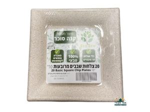 צלחת קנה סוכר 10 מרובעת כלים חד פעמיים